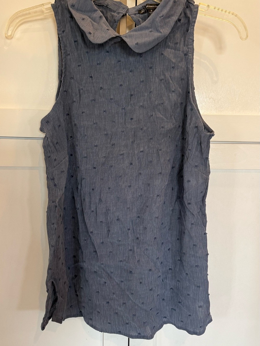 Adrianna Papell Blue Sleeveless Peter Pan Collar Blouse